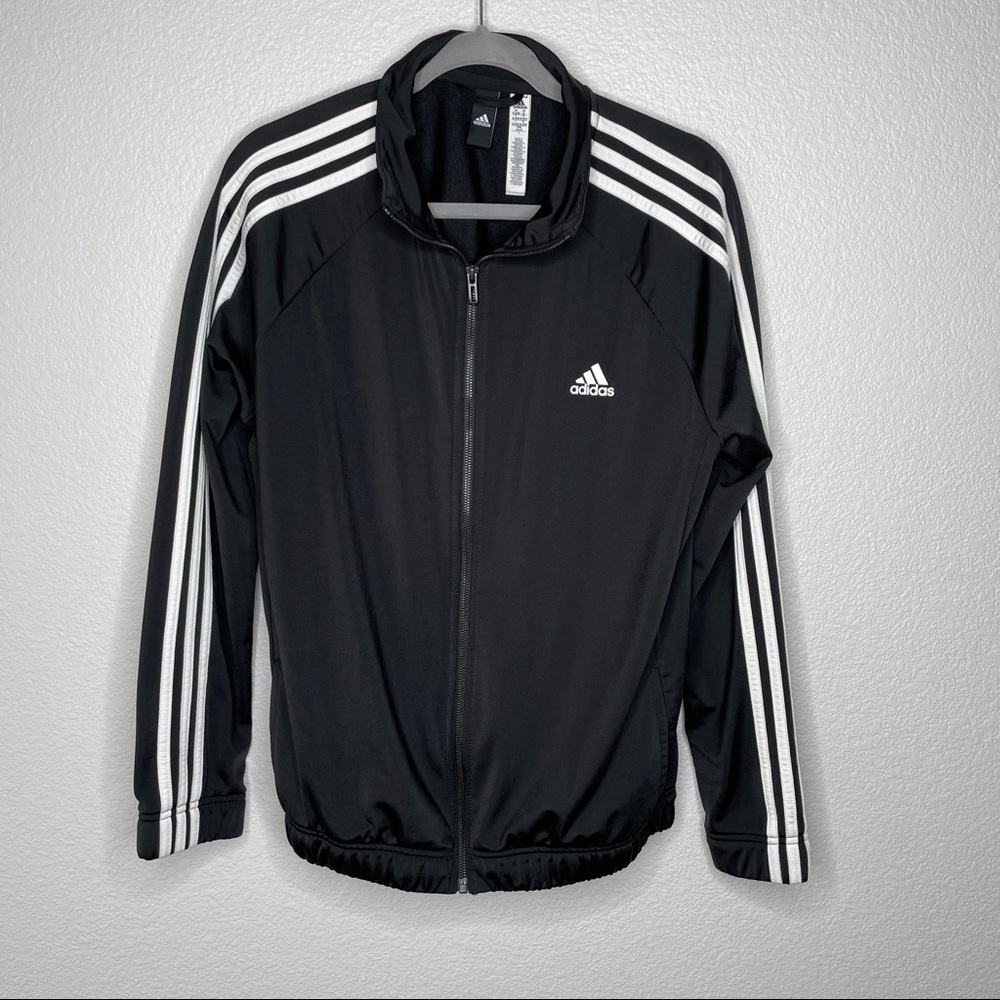 Adidas Black & White Classic Zip-up Track Jacket Women's XL